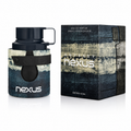 Odyssey Nexus Edition Acwa Eau de Parfum — dark denim-textured bottle with black strap and matching box